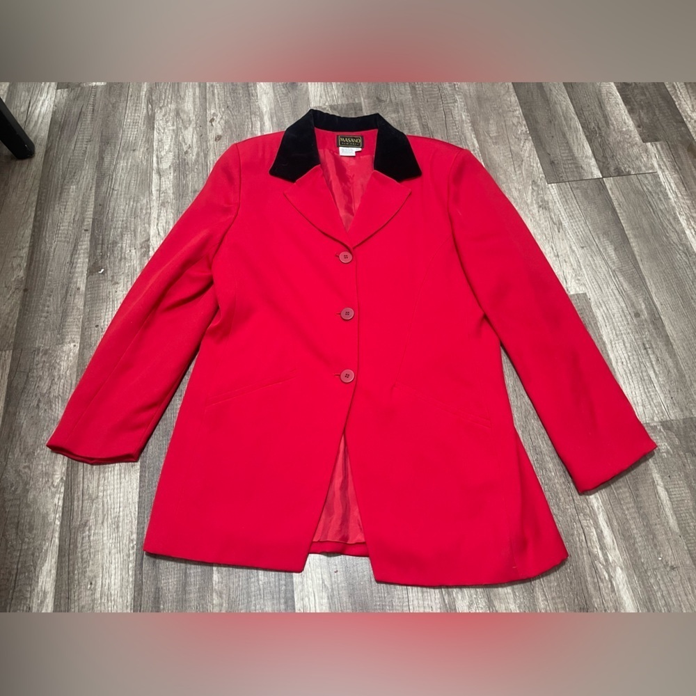 Vintage 90s Red black velvet equestrian preppy Blazer classy old money Layers